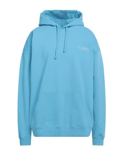 Vetements Man Sweatshirt Azure Size Xl Cotton, Elastane In Blue