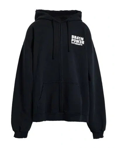 Vetements Man Sweatshirt Black Size M Cotton, Polyester