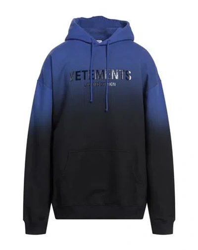 Vetements Man Sweatshirt Blue Size L Cotton, Polyester