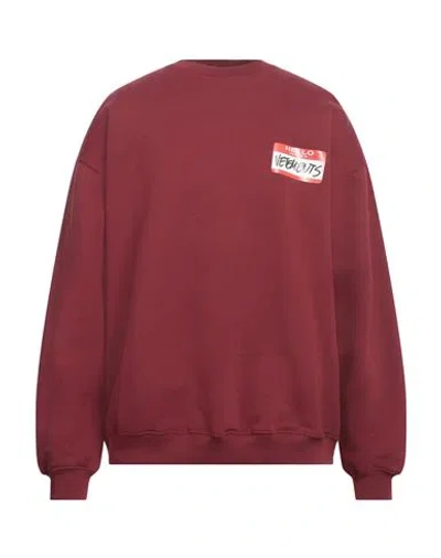 Vetements Man Sweatshirt Burgundy Size Xl Cotton, Polyester In Red