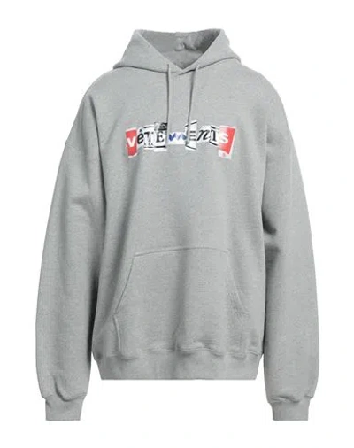 Vetements Man Sweatshirt Grey Size M Cotton, Polyester
