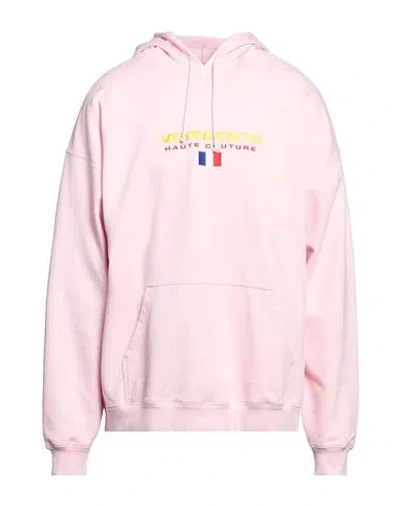 Vetements Man Sweatshirt Pink Size L Cotton, Elastane