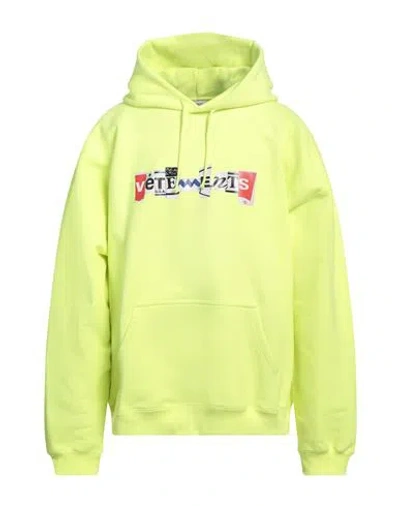 Vetements Man Sweatshirt Yellow Size Xl Cotton, Polyester