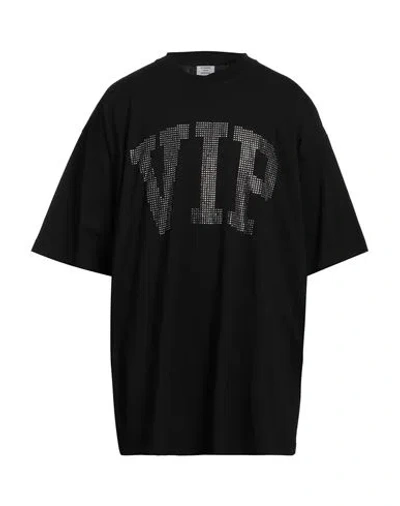 Vetements Man T-shirt Black Size M Cotton, Elastane