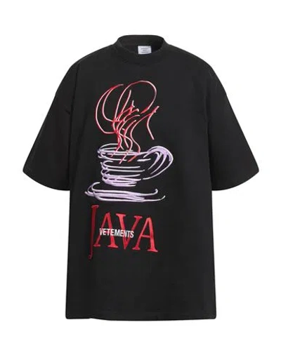 Vetements Man T-shirt Black Size S Cotton, Polyester, Elastane