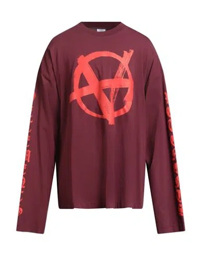 Vetements Man T-shirt Burgundy Size L Cotton, Elastane In Red