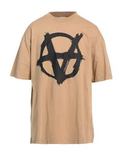 Vetements Man T-shirt Camel Size L Cotton In Beige