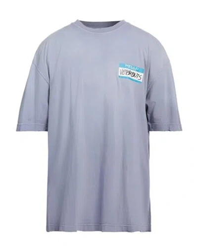 Vetements Man T-shirt Lilac Size L Cotton In Purple