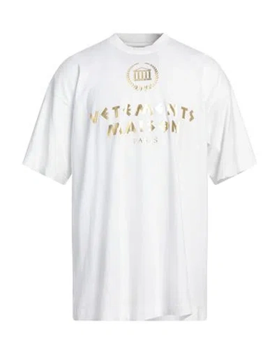 Vetements Man T-shirt White Size S Cotton, Elastane