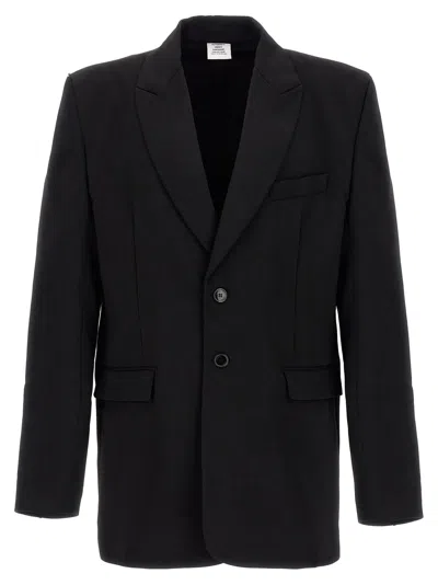 Vetements Men's Logo Embroide Blazer In Black