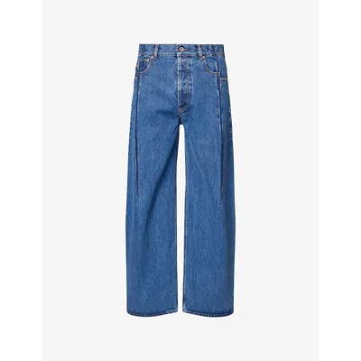 VETEMENTS MENS BLUE CUT RECONSTRUCTED WIDE-LEG DENIM JEANS