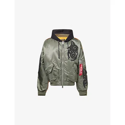 Vetements Mens Green / Black  X Alpha Industries Woven Bomber Jacket In Gray