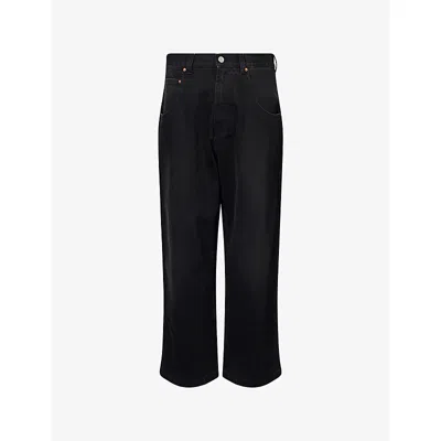Vetements Mens Vintage Black Brand-patch Wide-led Denim Jeans