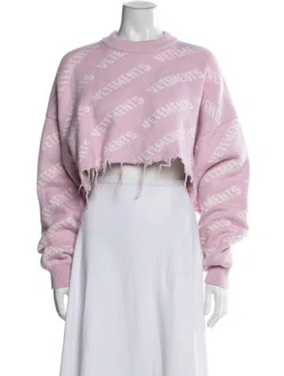 Pre-owned Vetements Merino Wool Graphic Print Crop Top In Pink