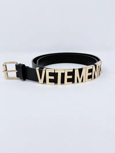 Pre-owned Vetements Metal Iconic Logo Belt Black