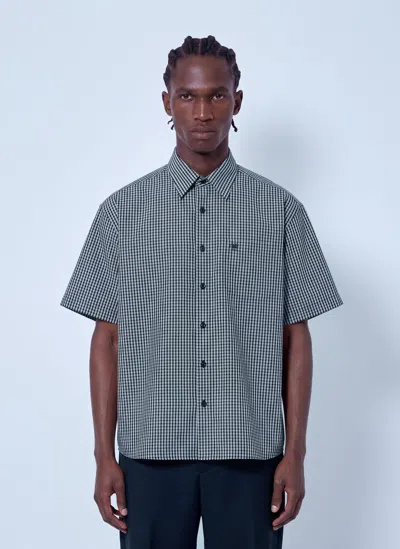 Vetements Metal Logo Checked Short Sleeve Shirt In Black