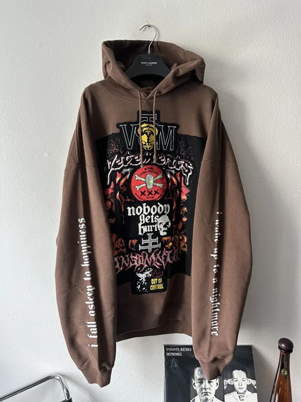 Pre-owned Vetements Metal Patch Logo Hoodie Xl In Brown | ModeSens