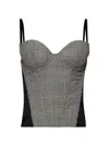 Vetements Metalized Wrinkled Corset Top Grey Check In Gray