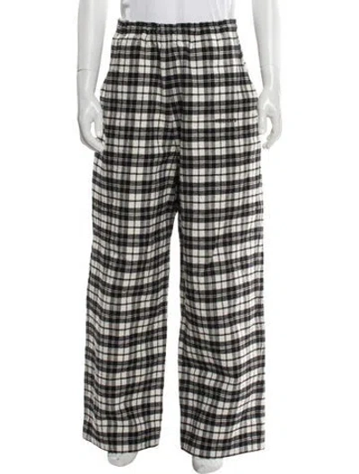 Pre-owned Vetements Metalized Wrinkled Pyjama Plaid Print Lounge Bottoms In White