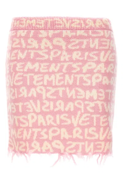 Vetements Mini Skirt 'graffiti Monogram' In Pink