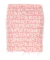 Vetements 'printed Monogram' Elastic Waistband Skirt With Frayed Hem In Pink