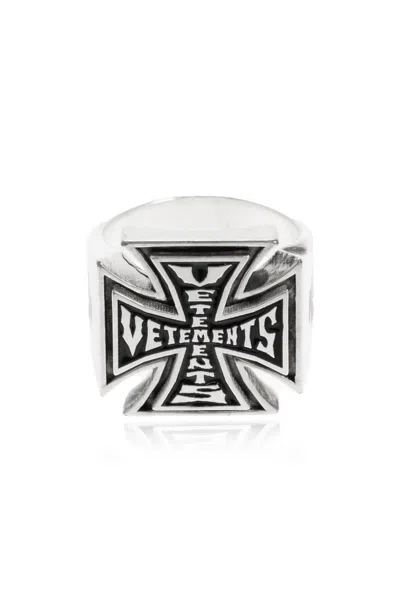 Vetements Monogram Ring In Silver