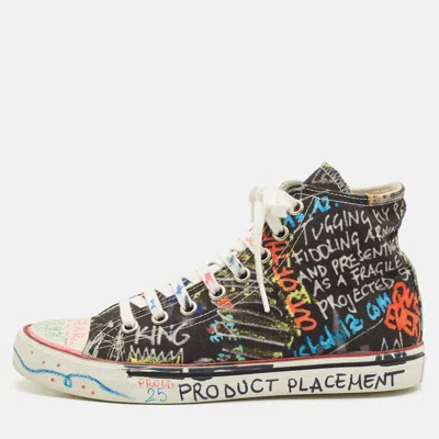 Vetements Multicolor Canvas Graffiti High Top Sneakers Size 39 In Gray