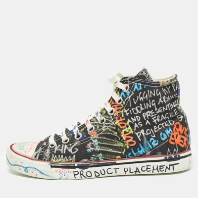 Pre-owned Vetements Multicolor Graffiti Canvas High Top Sneakers Size 39