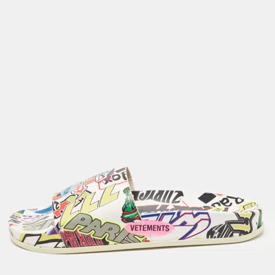 Pre-owned Vetements Multicolor Leather Sticker Slides Size 36