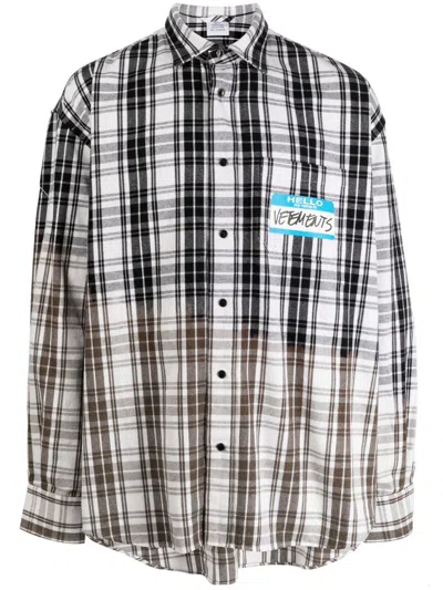 Vetements My Name Is Checked Shirt In White Check