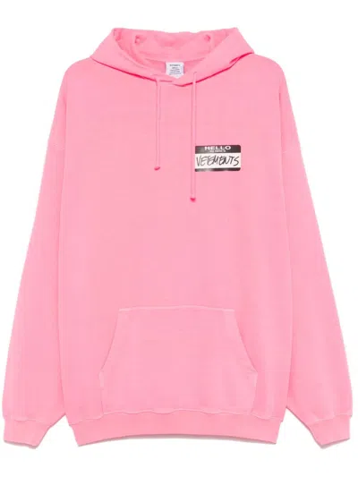Vetements My Name Is  Hoodie In Pink
