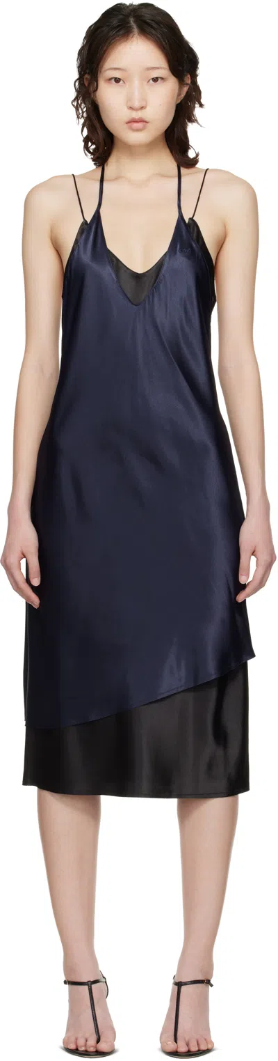 Vetements Navy & Black Layered Minidress In Blue
