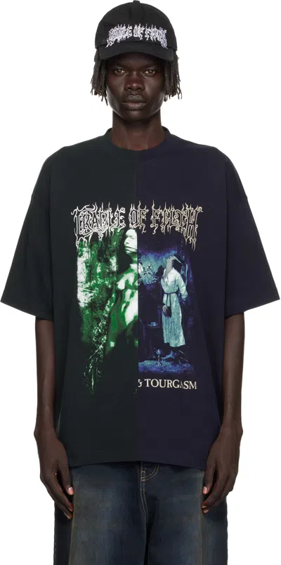 Vetements Navy & Green Cradle Of Filth Cut-up Oversized T-shirt In Black