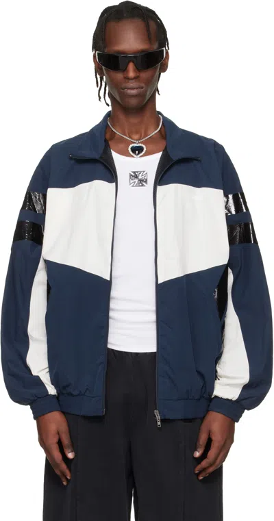 Vetements Navy & White Taped Track Jacket In Multi