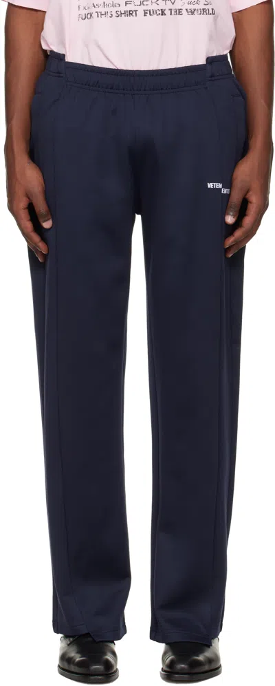 Vetements Navy Cut-up Athletic Sweatpants In Blue