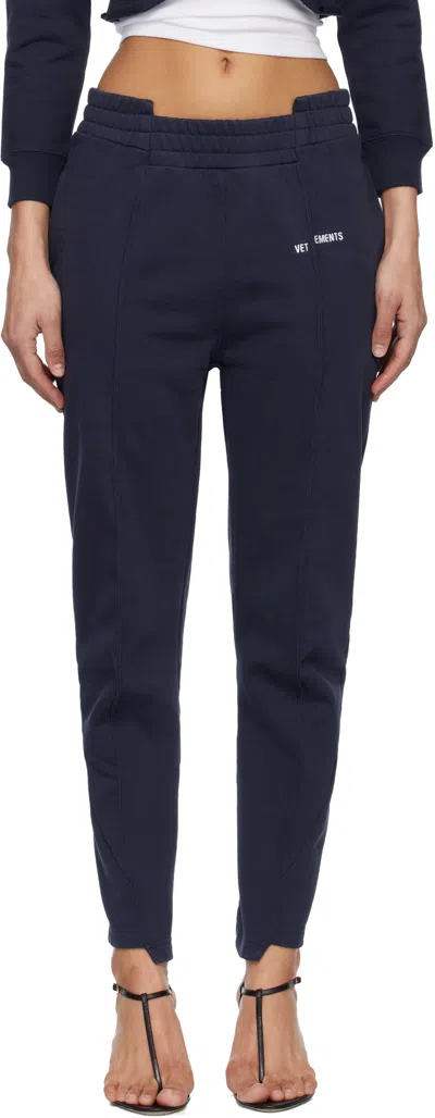 Vetements Navy Cut Up Sweatpants In Blue