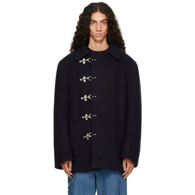 Vetements Navy Fireman Hooks Caban Jacket In Blue