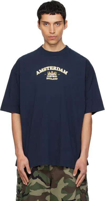 Vetements Navy Holland Tourist T-shirt In Blue