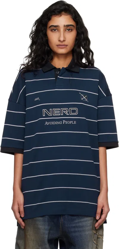 Vetements Navy 'nerd' Football Polo In Blue