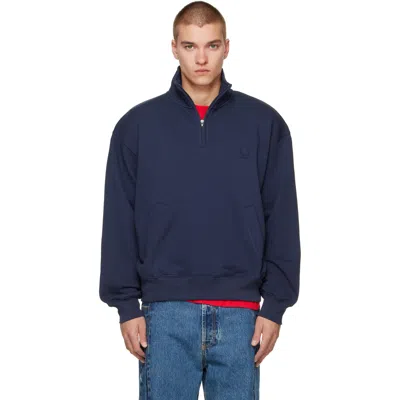 Vetements Navy Quarter-zip Sweatshirt In Blue