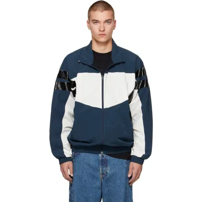 Vetements Navy Tape Track Jacket In Blue