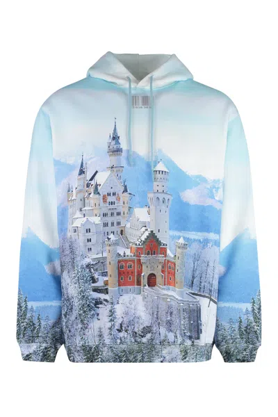 Vetements Neuschwanstein Winter Printed Cotton Hoodie In Blue