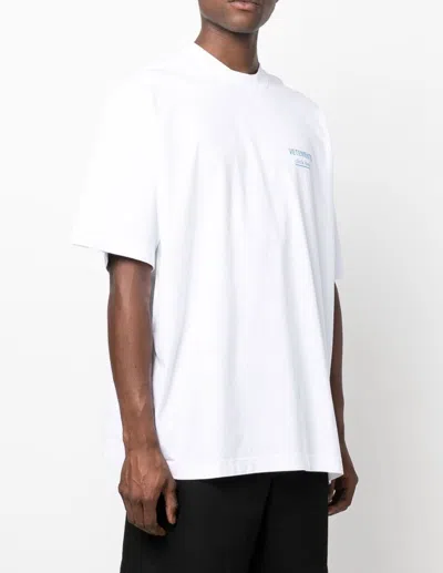 Pre-owned Vetements New |  White Logo „click Here“ Tshirt Blue Oversize