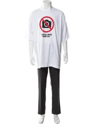 Pre-owned Vetements No Social Media Graphic Print T-shirt In White