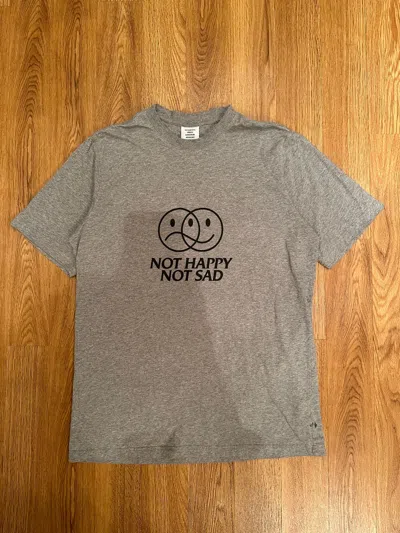 Pre-owned Vetements Not Happy Not Sad T Shirt Emoji In Grey