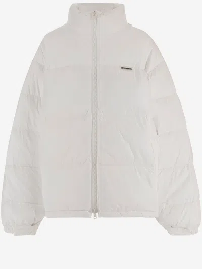 Vetements Nylon Padded Jacket With Logo In Neutral