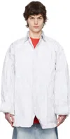 Vetements Off-white Runway Metalized Wrinkled Allover Shirt In White