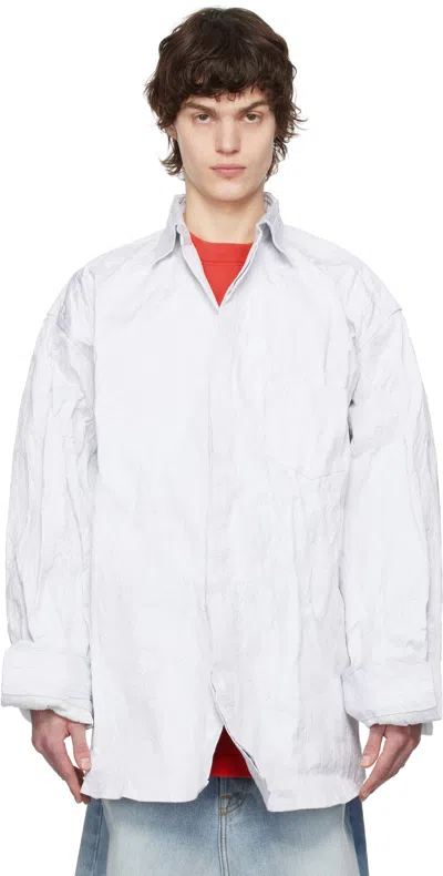 Vetements Off-white Runway Metalized Wrinkled Allover Shirt