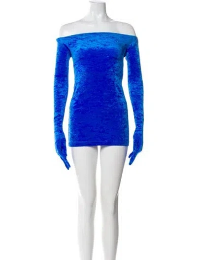 Pre-owned Vetements Off-the-shoulder Long Sleeve Top W/ Tags In Blue