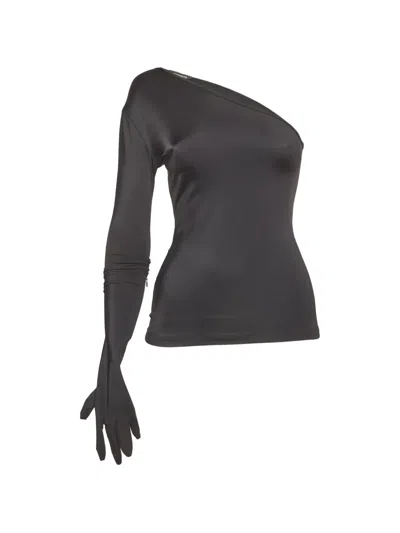 Pre-owned Vetements One-shoulder Glove-sleeve Top In Black